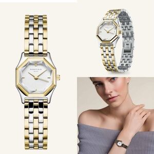 Rosefield Duotone Octagon Bracelet Watch – Gold/Silver – Stainless Steel – NIB